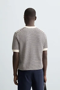 T-SHIRT EN MAILLE À DENTELLE RAYURES