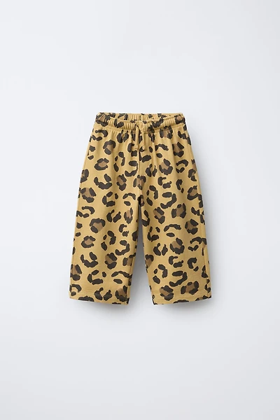 ANIMAL PRINT PLUSH STRAIGHT PANTS