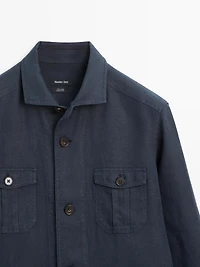 Surchemise en lin lourd avec détail poches
