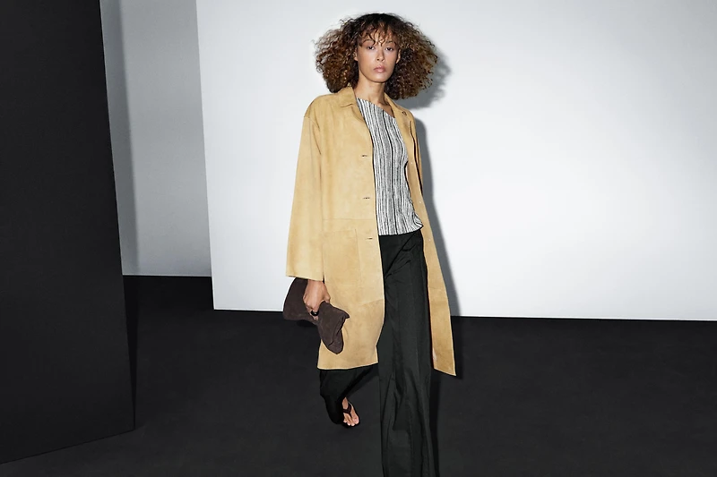 Long suede leather coat
