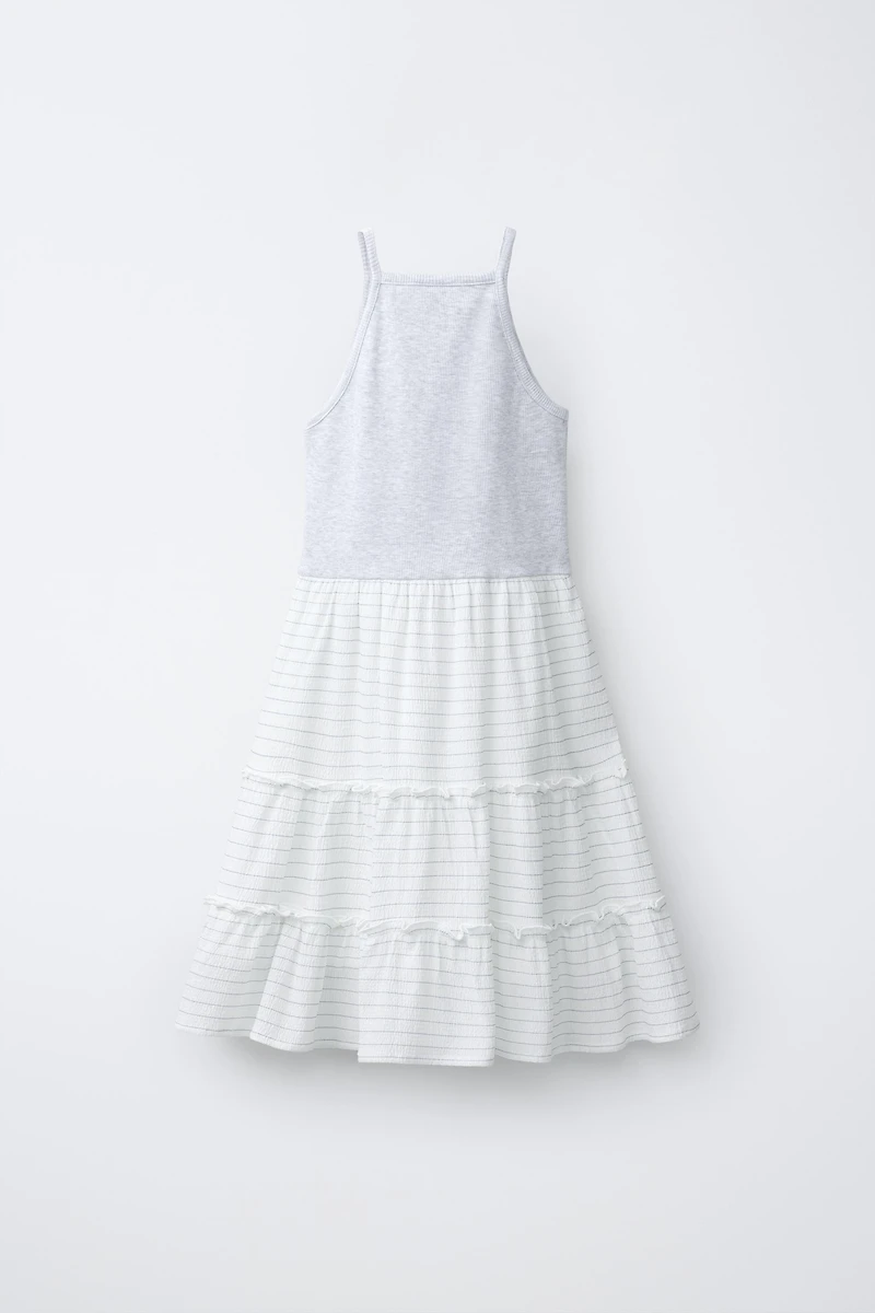 RUFFLED RIBBED DRESS