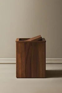 SQUARE WOODEN BATHROOM TRASH CAN