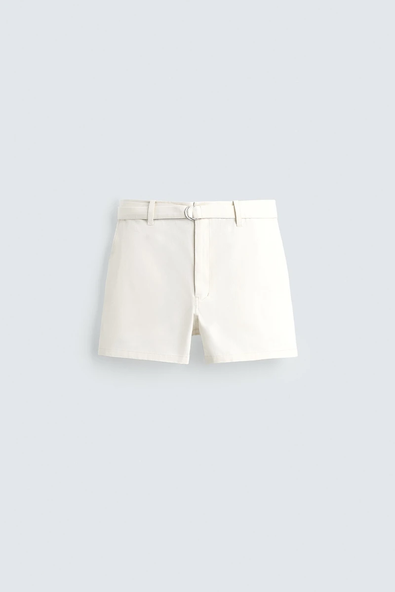 BELTED TEXTURED SHORTS