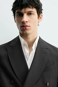 100% WOOL DOUBLE BREASTED SUIT BLAZER