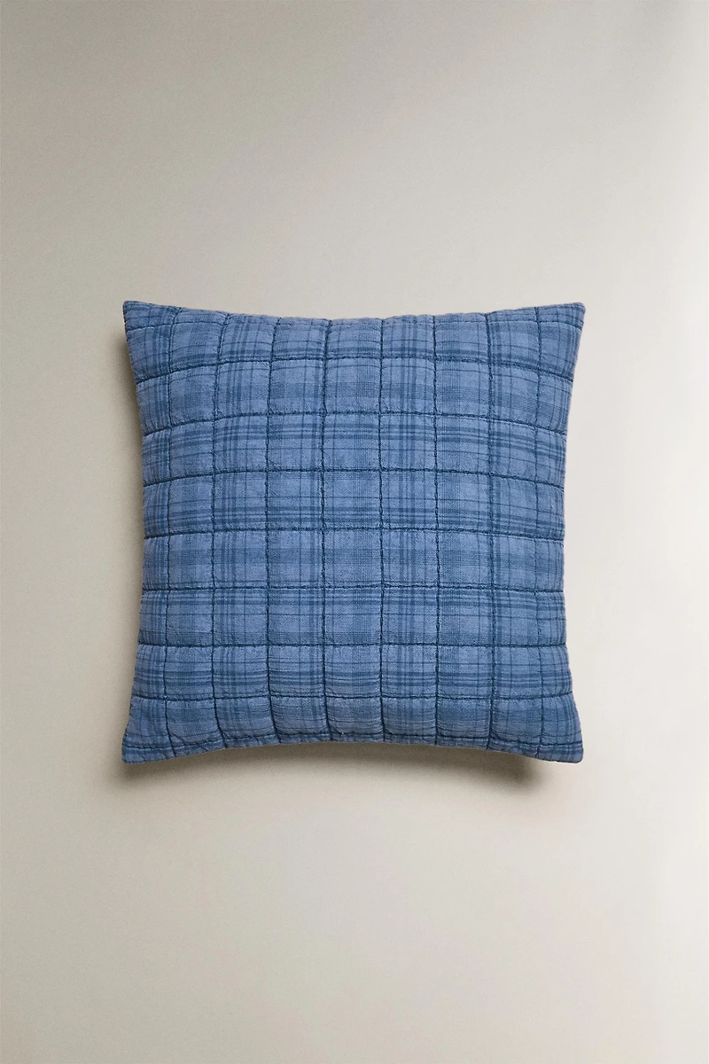 KIDS REVERSIBLE CHECK THROW PILLOW COVER