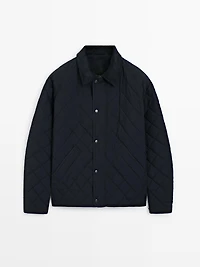 Veste matelassée col en velours côtelé