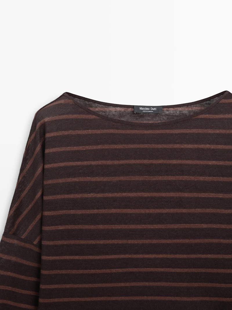 Striped linen knit T-shirt