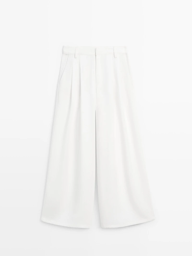 Pantalon wide leg à plis