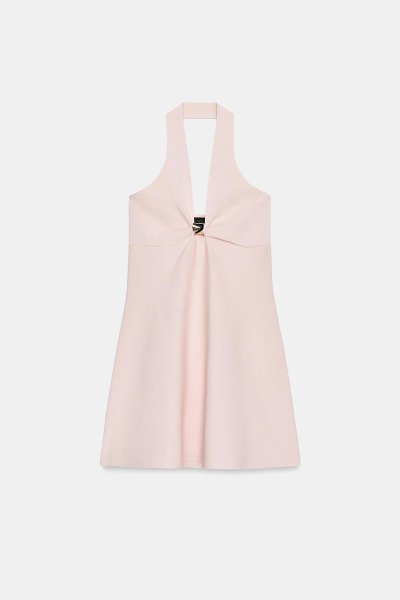 SHORT KNIT DRESS WITH GOLDEN TRIM