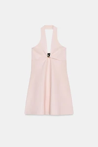 SHORT KNIT DRESS WITH GOLDEN TRIM