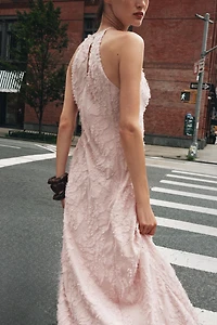 HALTER FRAY MIDI DRESS