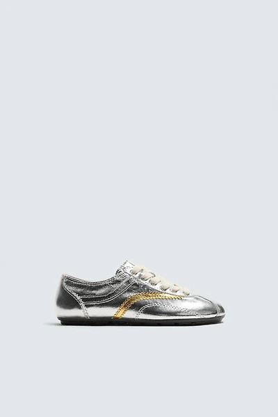 METALLIC LEATHER TRAINERS HARRY LAMBERT FOR ZARA X DISNEY