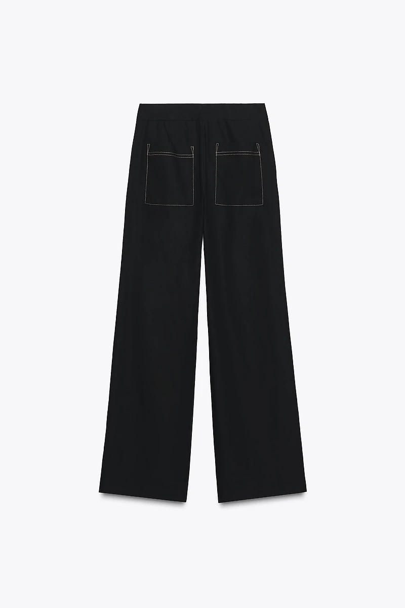 PANTALON DROIT SURPIQÛRES CONTRASTE