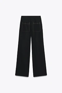PANTALON DROIT SURPIQÛRES CONTRASTE