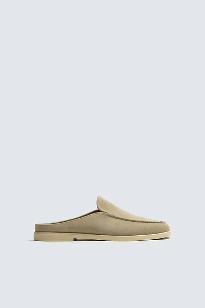 LEATHER OPEN-BACK LOAFERS