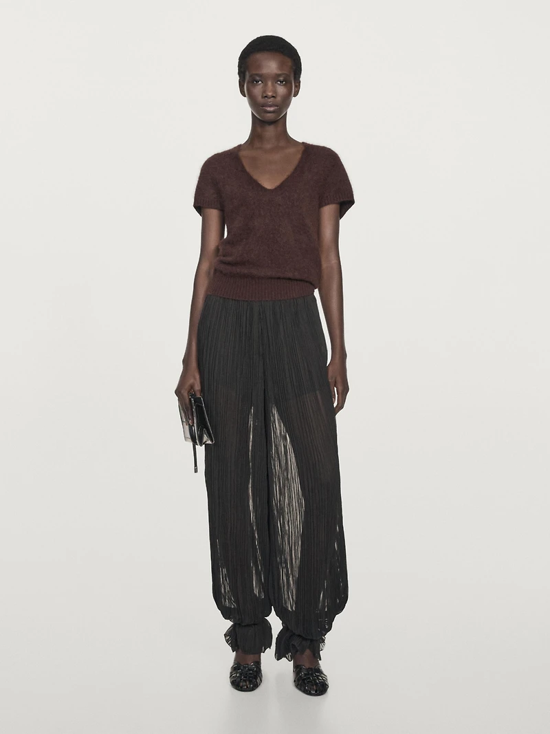 Wool and cashmere V-neck knit sweater