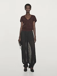 Wool and cashmere V-neck knit sweater