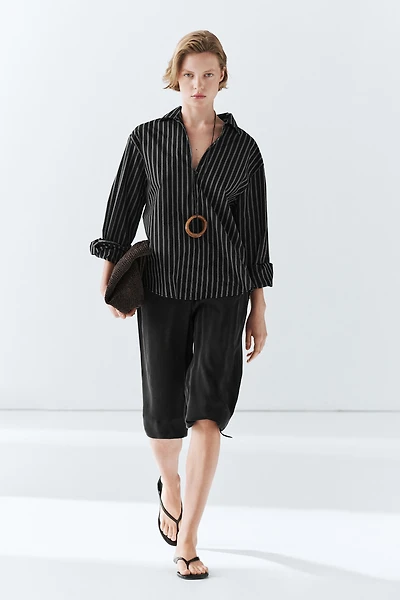 Striped cotton blend shirt