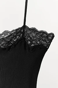 RIBBED LACE TOP