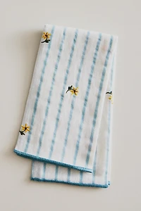 STRIPED EMBROIDERED FLORAL NAPKINS (SET OF 2)