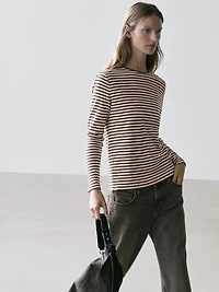 Striped long sleeve T-shirt with contrast detail