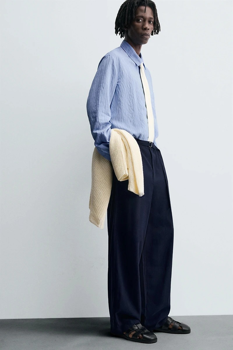 CHEMISE FLUIDE À RAYURES ET EFFET FROISSÉ