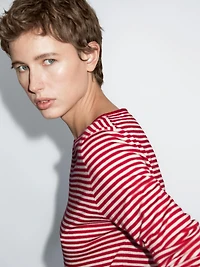 Striped long sleeve knit sweater