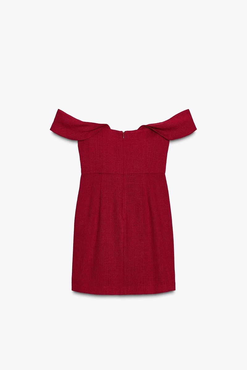 ROBE MINI OFF SHOULDER MANCHES TOMBANTES