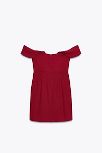 ROBE MINI OFF SHOULDER MANCHES TOMBANTES