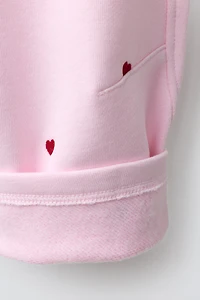 EMBROIDERED HEART BARREL PLUSH PANTS