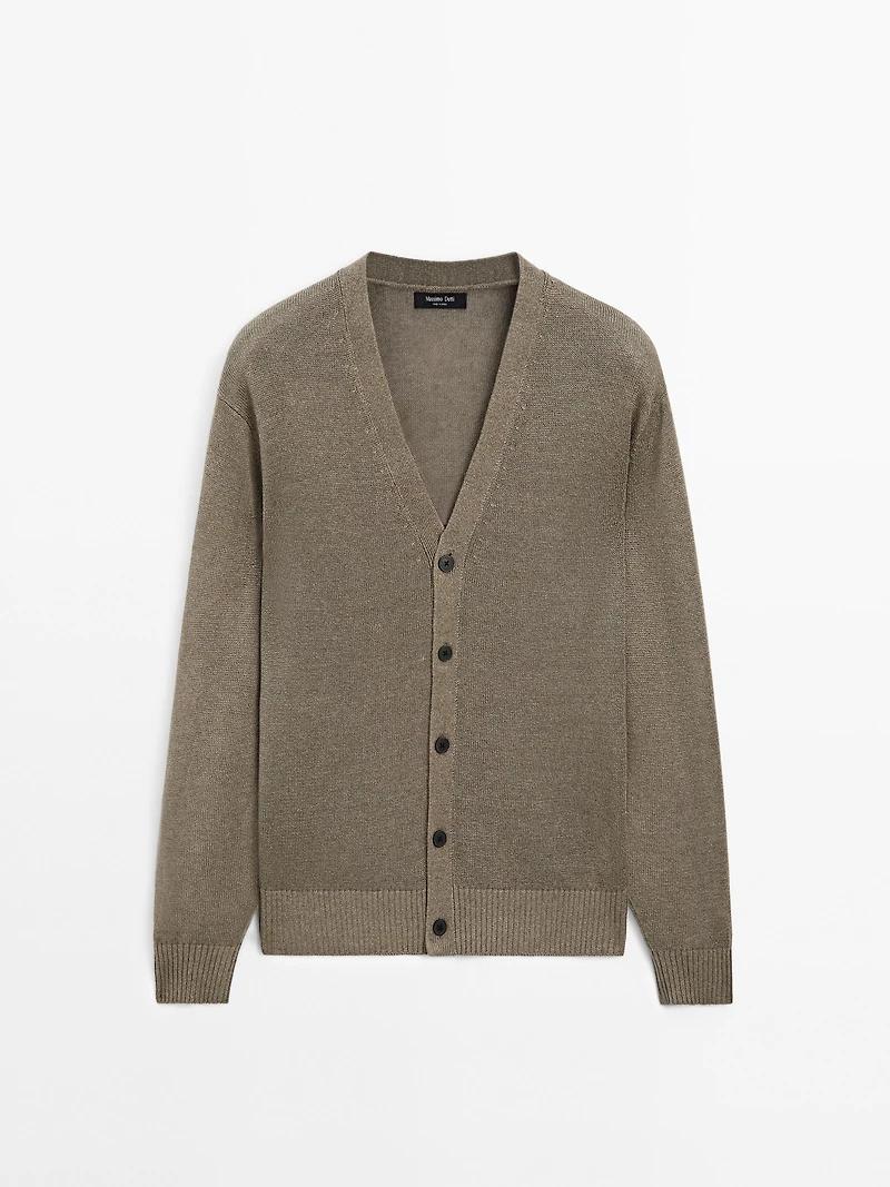 Linen blend knit cardigan