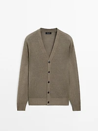Linen blend knit cardigan