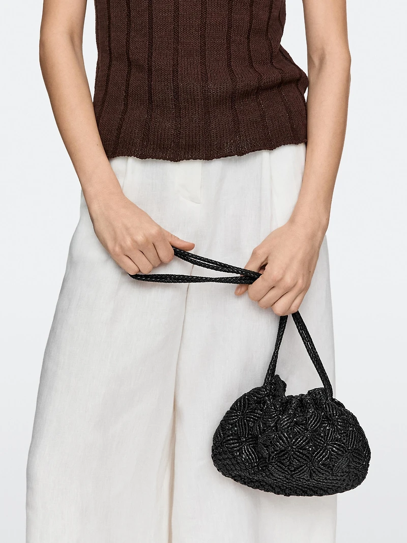 Nappa leather macramé pouch bag