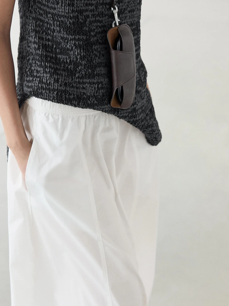 Long gathered poplin skirt