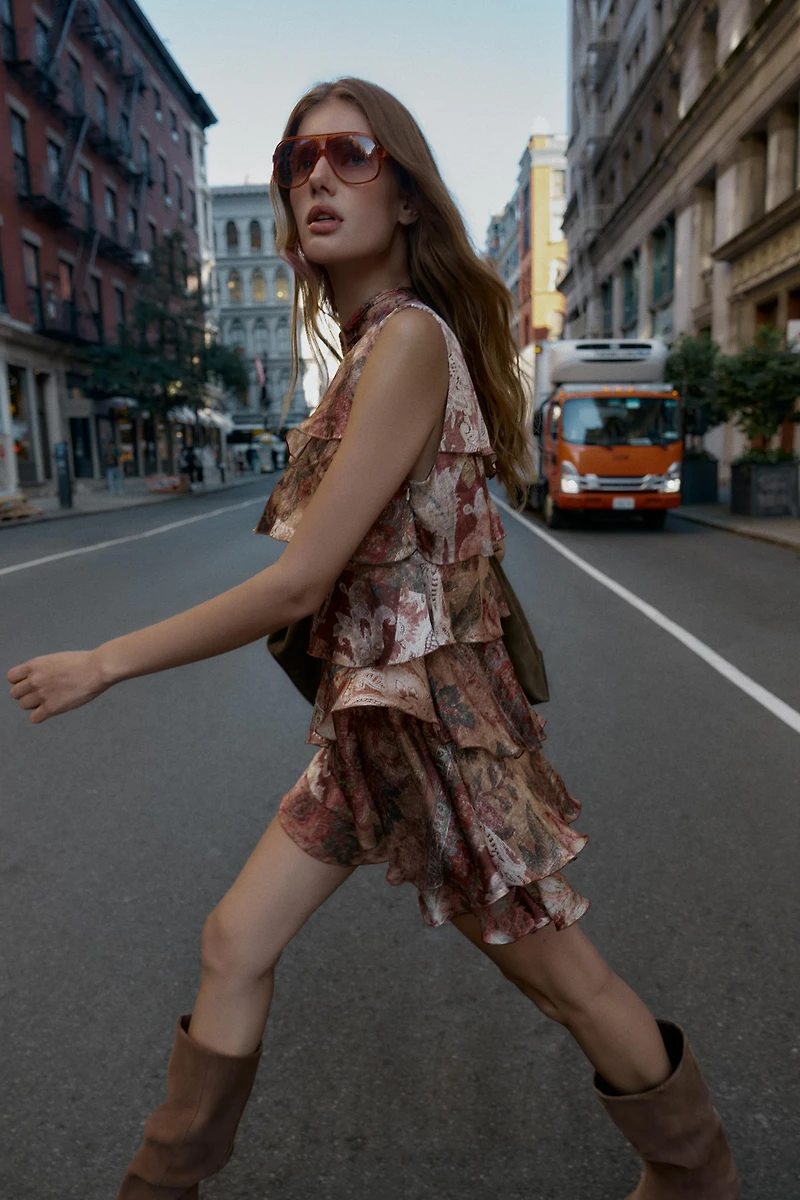 ROBE MINI IMPRIMÉE À VOLANTS