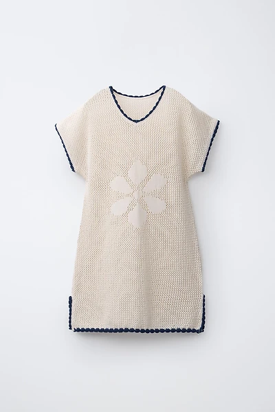 FLORAL CROCHET KNIT KAFTAN
