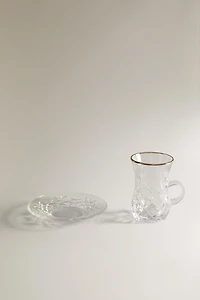 ENGRAVED GLASS TEACUP