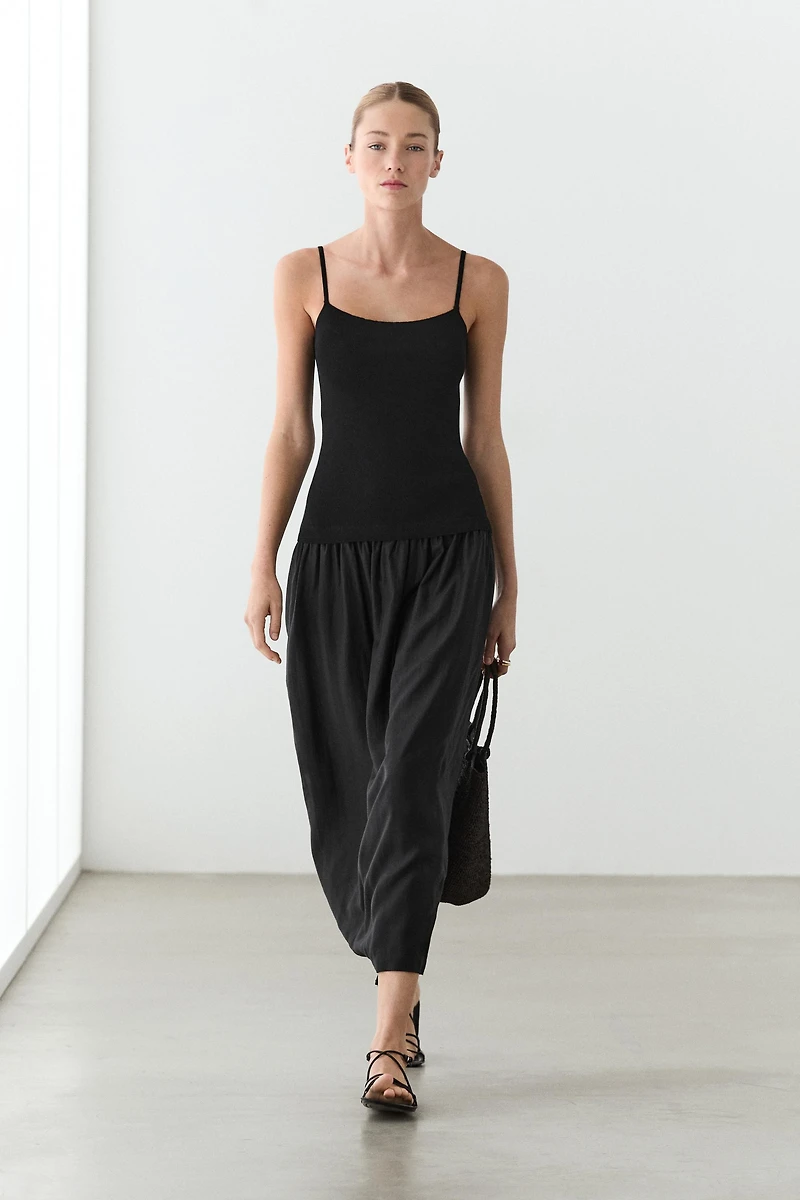 Combined strap midi dress
