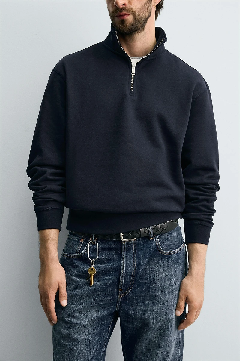 BASIC QUARTER-ZIP SWEATSHIRT