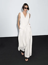 Pantalon large volume en lin mélangé