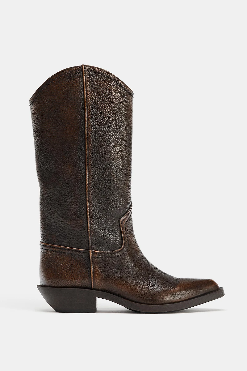 DISTRESSED LEATHER BOOTS