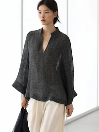 Melange linen blouse