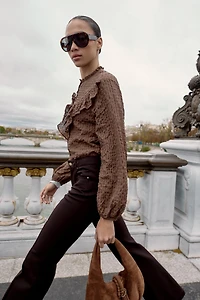 PLAID RUFFLED BLOUSE