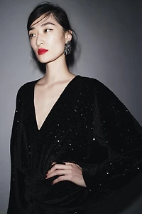 ZW COLLECTION SEQUIN SHOULDER PAD DRESS