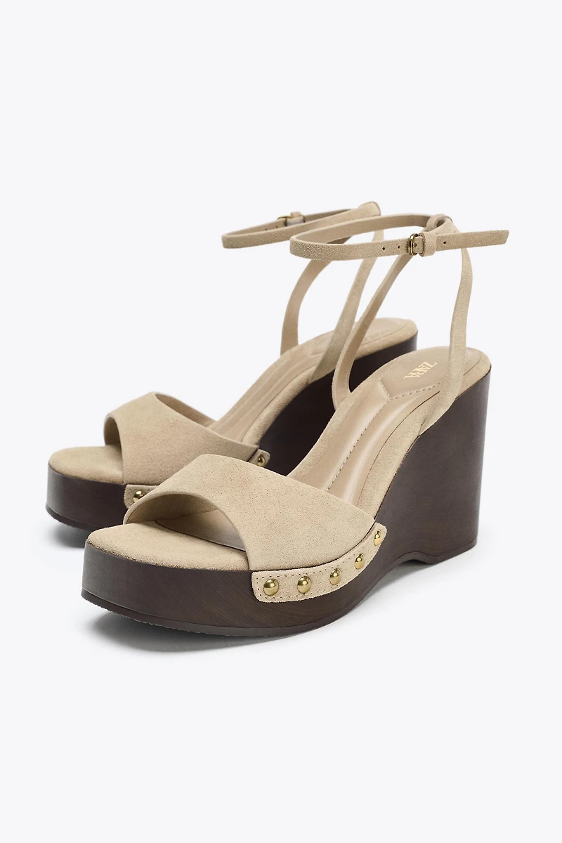 STUDDED SUEDE SANDALS