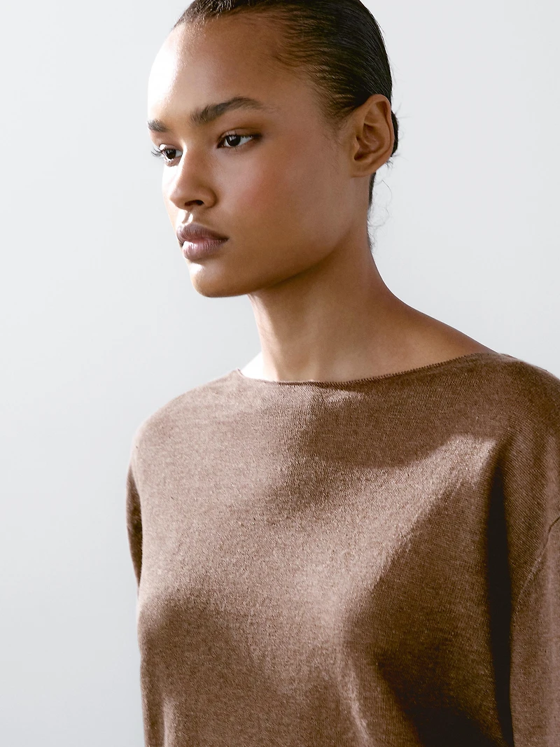 100% linen boat neck sweater