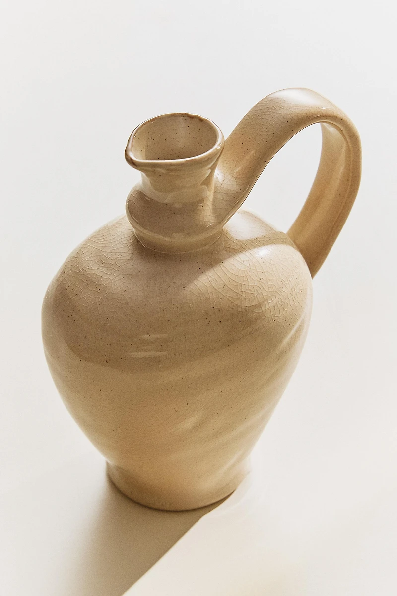 STONEWARE CRUET WITH HANDLE