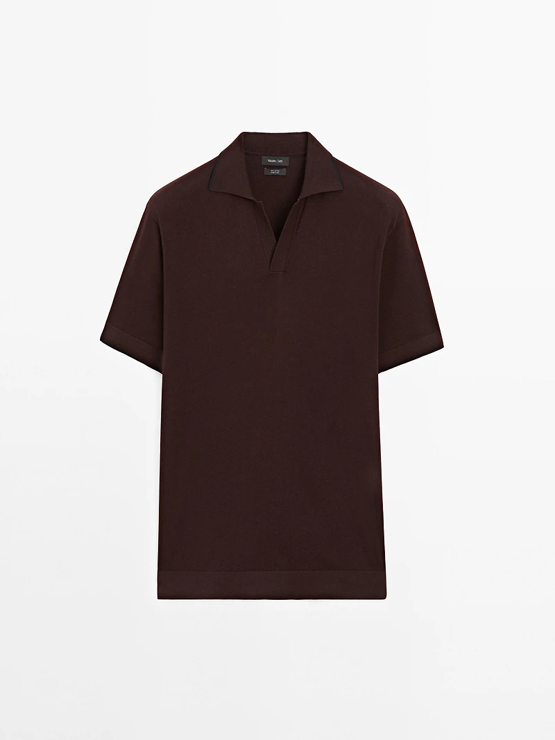 Knit polo shirt with contrast detail
