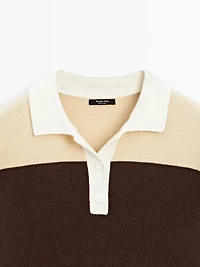 Striped wool blend polo sweater