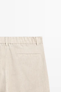 100% Linen Elastic-Waist Pants